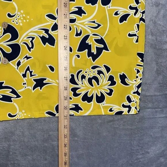 Kennington LTD Mens XL Hawaiian Shirt Yellow/Blue Tropical Floral Vacation *read - Picture 6 of 9